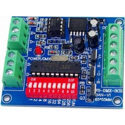 3-kanálový RGB LED DMX512 stmívač DC 5-24 V, 15 A