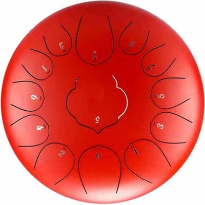 Tongue drum 12' 30cm 13 tónů C-dur -červený s příslušenstvím.
