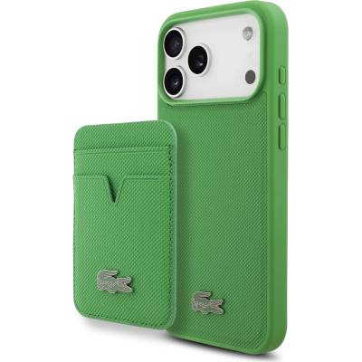 Lacoste Калъф Lacoste Iconic Petit Pique MagSafe + портфейл за iPhone 17 Pro Max зелен (LCHMBWP17XPLAN)