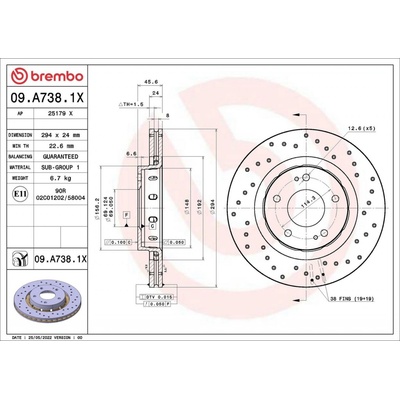 Brzdový kotúč BREMBO XTRA LINE - Xtra 09.A738.1X