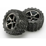 Traxxas Tires and wheels, assembled, glued (Gemini black chrome whee, TRX7174A (TRX7174A)