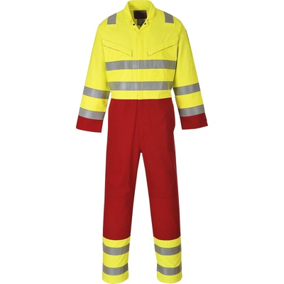 Portwest hi-vis bizflame services fr90 / Огнеупорен светлоотразителен гащеризон, антистатичен - hv жълт/червен l (fr90yerl)