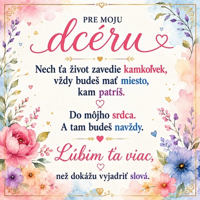 Glanzio venovacia kartička M – Pre moju dcéru | Pestrofarebná edícia 32229