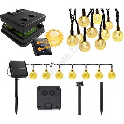 SmartLED Соларна LED декоративна гирлянда 50xLED/8 режима 500 mAh 9, 5 m IP67 топла бяла (SD0047)