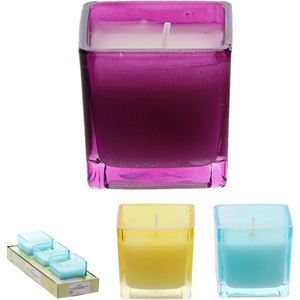 Chomik Комплект 3 декоративни свещи Citronella 5x5cm микс цветове 64460 (INA7447)