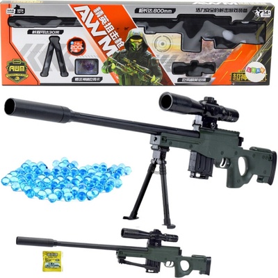 LEAN Toys Odstřelovací puška replika AWM s podstavcem vodní gelové kuličky 80 cm