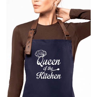 Kariban Zástěra pro ženy Exclusive Qeen of the Kitchen Tmavě modrá