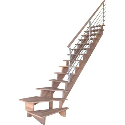 StarWood Schody Lindos bukové pravé 80cm otevřené design. nerez. zábradlí