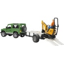 Bruder LAND ROVER + prepravník mikrobagr JCB