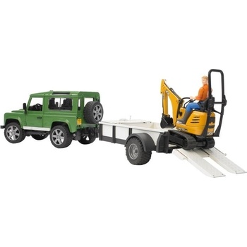 Bruder LAND ROVER + prepravník mikrobagr JCB