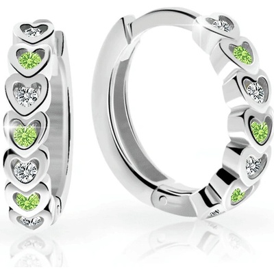 Danfil Dětské náušnice kroužky C3341 ze stříbra, s kamínky Peridot Green
