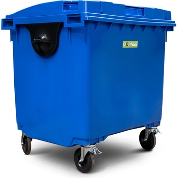 Dopner Plastový kontejner 1100 l, modrý, ploché víko ve víku
