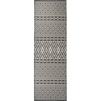 vidaXL Градински плоскотъкан килим, 80x250 см, черни шевици (340849)