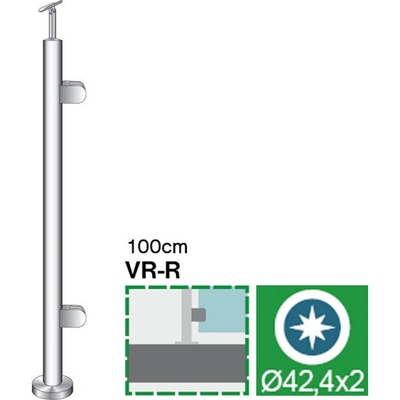 neuvedená Stĺpik, vrchné kotvenie - pravý AISI304, D42,4x2/2