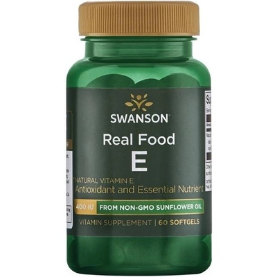 Swanson Real Food E Vitamin E natural 400IU 60 kapsúl