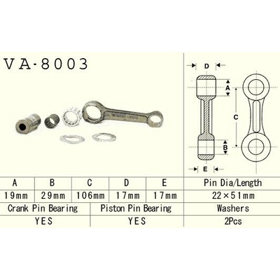 VESRAH ojniční sada KAWASAKI KX 125 (KX125) 94-97 (VA8003) vyrobeno v Japonsku – Hledejceny.cz