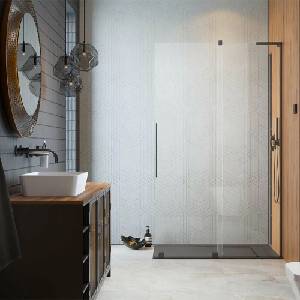 Radaway Параван за душ кабина Radaway Furo SL GunMetal, матово-прозрачен, 90 см, 8 мм закалено стъкло, десен (10306488-92-01R+10110444-01-01)