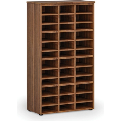 PRIMO Třídící regál WOOD, 800 x 420 x 1434 mm, 36 přihrádek, ořech