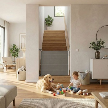 Ecotoys Регулируема ширина Врата за сигурност 160 см - Сива (SG025-GY)