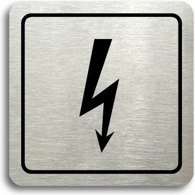 Accept Piktogram "elektrické zařízení" (80 × 80 mm) (stříbrná tabulka - černý tisk)