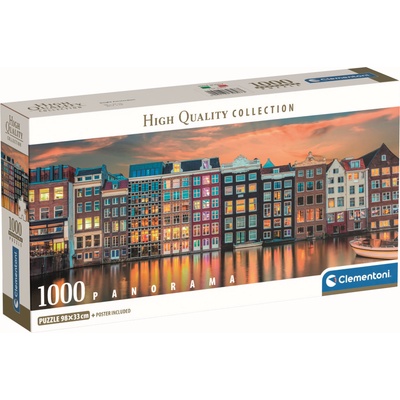 Clementoni Панорамен пъзел Clementoni от 1000 части - Яркият Амстердам (39897)