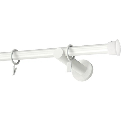 KovovégarnýžeCZ Garnýž Duo modern 19 mm bílá lesklá Jednořadá, 180 cm, Kroužky s háčky