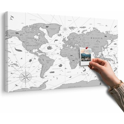 Obraz na korku čiernobiela mapa