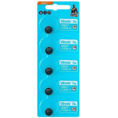 Бутонна батерия литиева cr927 3v /ag7/ 395 5pk blister /цена за 1 батерия/ vinnic (b-vin-cr927)