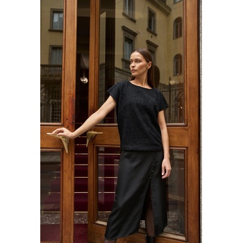 Moodo Лъскав топ с къс ръкав черен Moodo Moodo | Cheren | ЖЕНИ | XXL