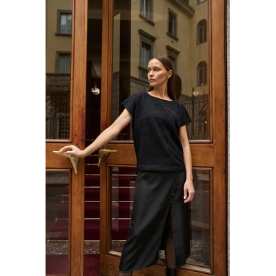 Moodo Лъскав топ с къс ръкав черен Moodo Moodo | Cheren | ЖЕНИ | XXL