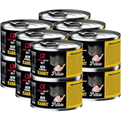 Alpha Spirit Котка Възрастен Заек Протеин 12 x 200 г