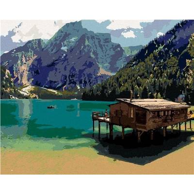 zuty Malování Podle Čísel Jezerní Krajina V Lago Di Braies 80 x 100 Cm Plátno Rám