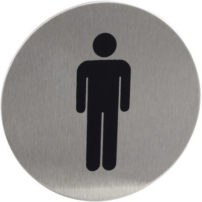 "Znak rozlišovací ""WC-muži"", Ø 75 mm, samolepiaci, nerez"