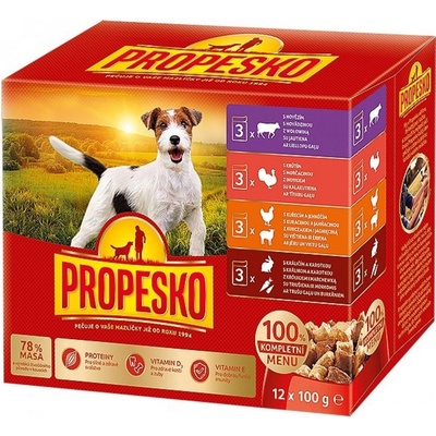 Propesko Adult kuřecí/jehněčí krůta králík s mrkví 12 x 100 g