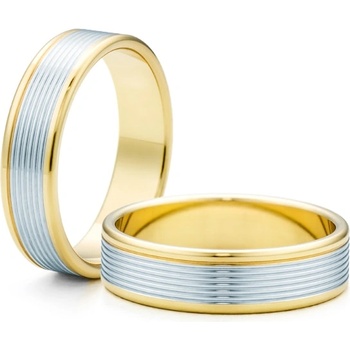 SAVICKI Сватбени халки: двуцветно злато, плоски. 5 мм