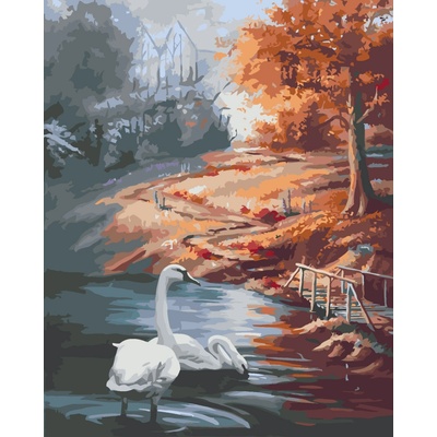 ZUTY Malování podle čísel LABUTĚ A PODZIM D RUSTY RUST Rozměr 80 x 100 cm Rámování bez rámu a bez vypnutí plátna