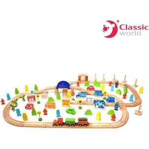 Classic World Дървено влакче с релси 110 части - Classic World