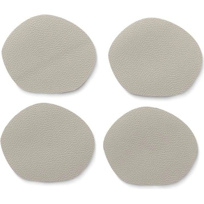 KELA Podtácky Stone PU kůže světle šedá 4 kusy 12,0x10,0x0,2cm KL-12657