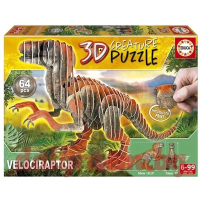 Educa 3D пъзел Educa 19382 - Динозавър Велоцираптор (EDU19382)