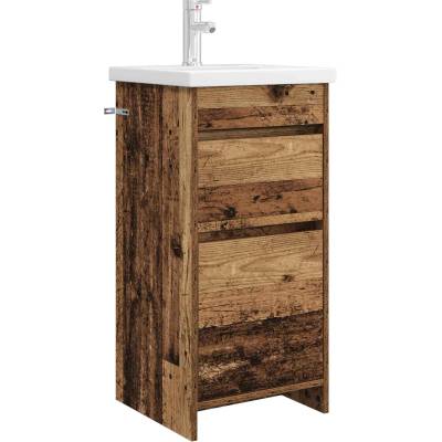 vidaXL Баня с мивка Старо дърво 42 x 40 x 84, 5 см Инженерна дървесина (890726)