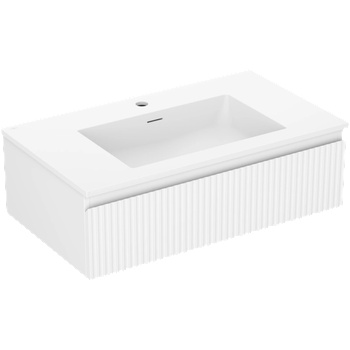 Mexen Rivel баня шкаф 80 см с мивка Otis, 1 чекмедже, оребрен , бял мат (91A20-08023-1-BF01-W18M01)