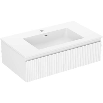 Mexen Rivel баня шкаф 80 см с мивка Otis, 1 чекмедже, оребрен , бял мат (91A20-08023-1-BF01-W18M01)