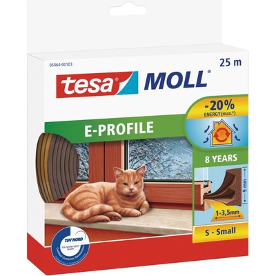 Těsnění do oken tesamoll Gumové těsnění, hnědé, E profil, 25m (05464-00103-00)