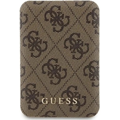 GUESS Преносима батерия Powerbank индуктивен 15W GUPB5FP4EMGW 5000mAh кафяв/кафяв 4G кожено метално лого MagSafe (3666339210588)