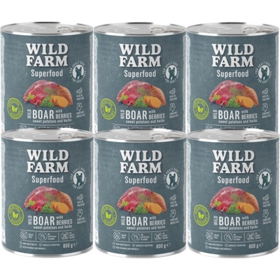 Wild Farm Superfood Jelenina so sladkými zemiakmi bobuľami a bylinkami 6 x 800 g