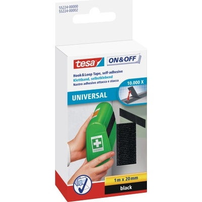 TESA Samolepicí suchý zip, černý, obě strany, 1 m x 20 mm 55224-00000-02