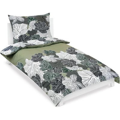 Bellatex obliečky bavlna 90 / 608 khaki květ 140x200 70x90