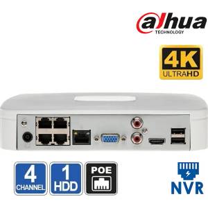 Dahua 4 Канален NVR Dahua NVR2104-P-4KS2 + 4PoE (NVR2104-P-4KS2)