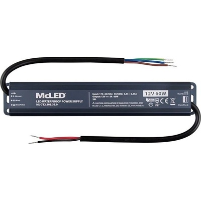 McLED LED transformátor 12V/60W ML-732.105.39.0, IP67, hliníkový – Sleviste.cz