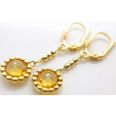 Klenoty Budín dámské visací zlaté náušnice s velkými přírodními citríny 1431368